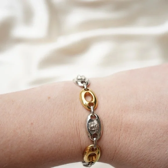 Vintage Gianni Versace Medusa Oval Two-Tone Bracelet - Picture 3 of 6